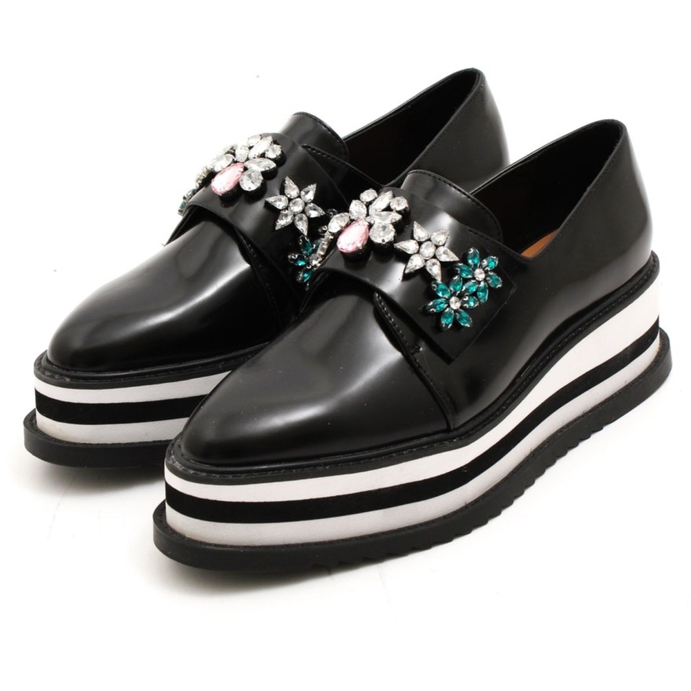 New Zara Trafaluc Bejeweled Platform black Shoes - Picture 8 of 14